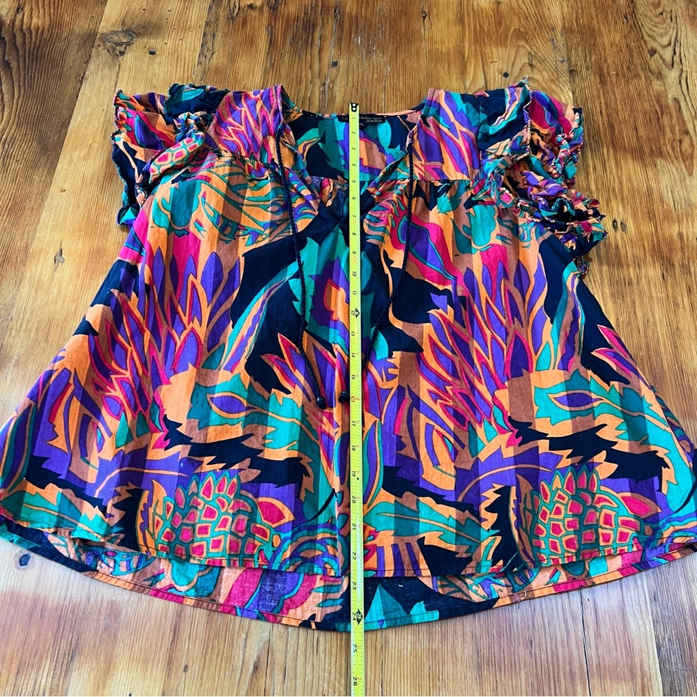 EUC House of Harlow 1960 Nicole‎ Richie Short Ruffle Sleeve print colorful top - Picture 4 of 7